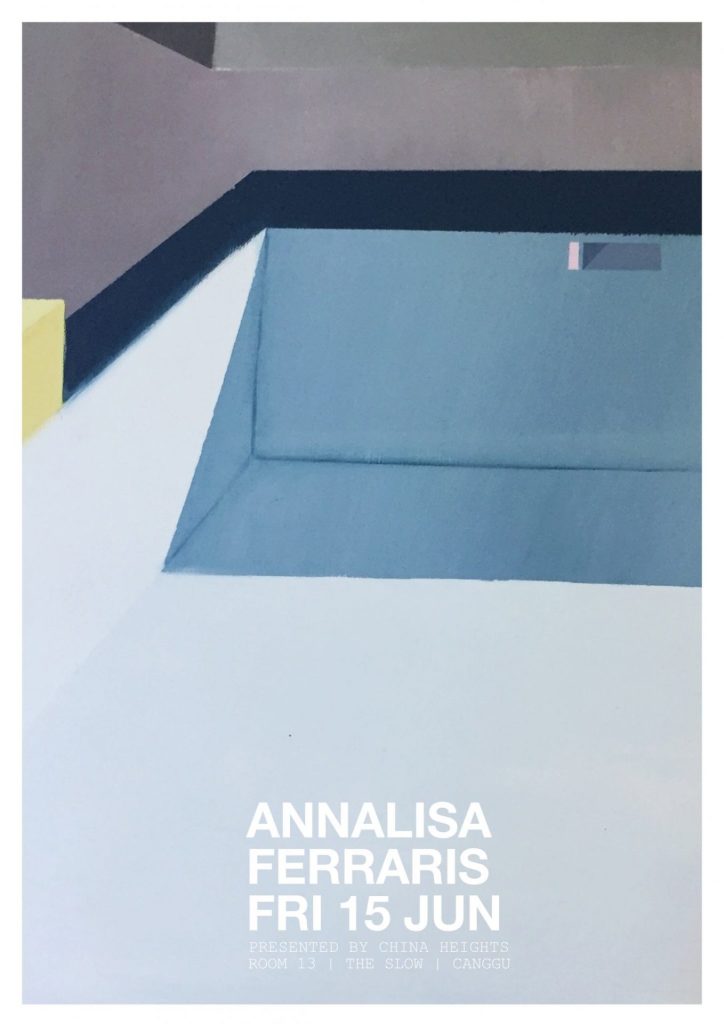 Annalisa Ferraris exhibition poster with a painted swimming pool, Fri 15 Jun, Room 13 at The Slow, Canggu